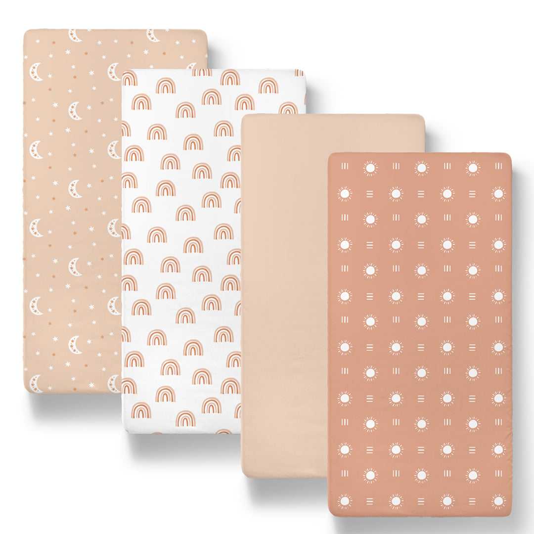 Boho Baby Bassinet Sheets 4-Pack for Boys and Girls
