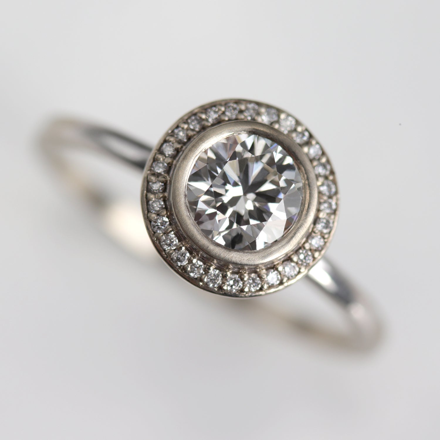 0.80ct Bezel-set Halo Solitaire Engagement Ring