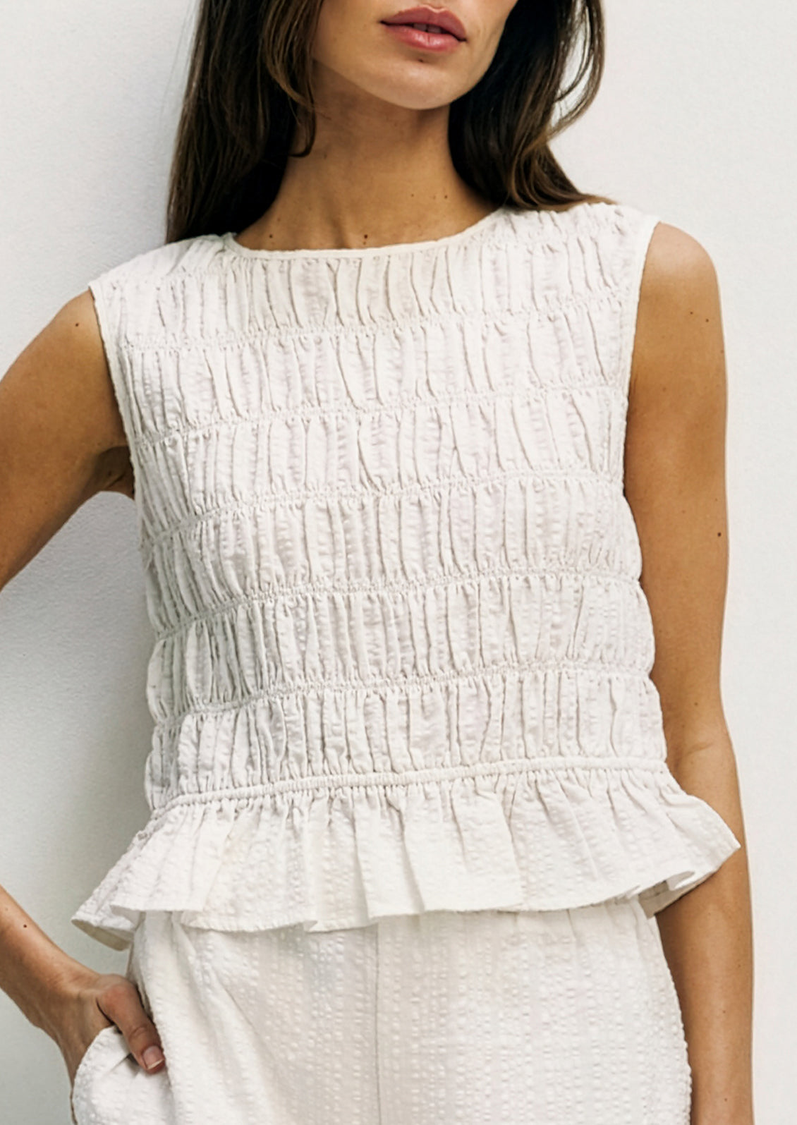 Eira Seersucker Smocked Tank