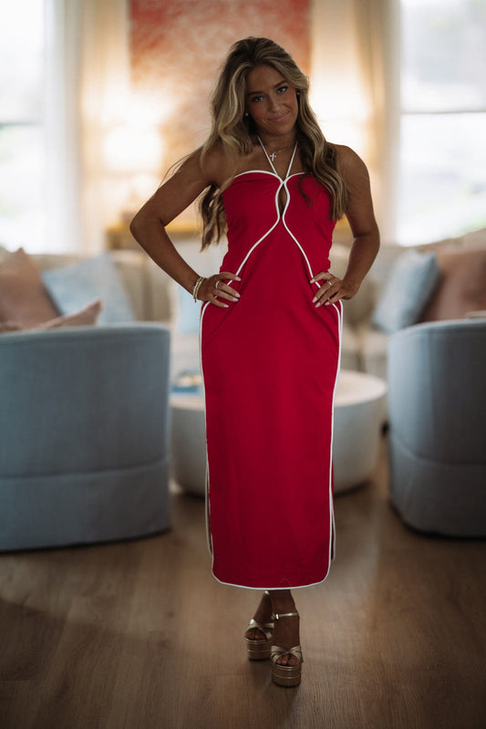 Outline Muse Midi Dress - Red
