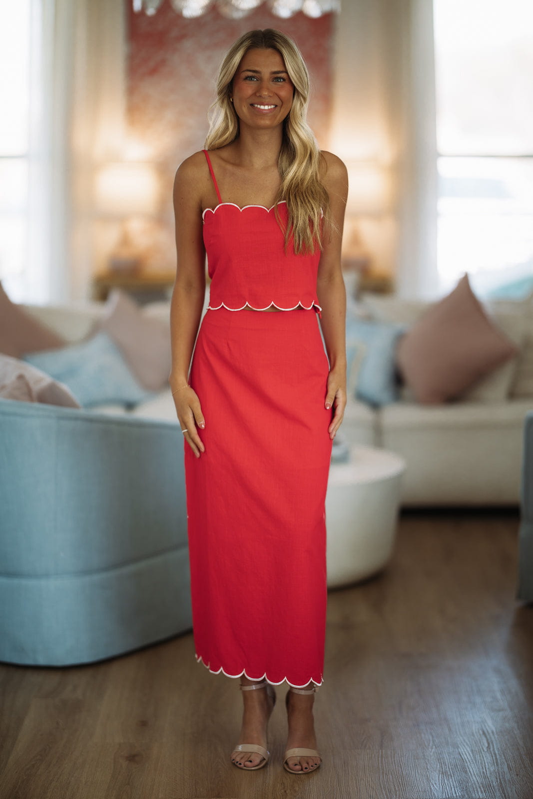Scarlet Scallop Top - Red