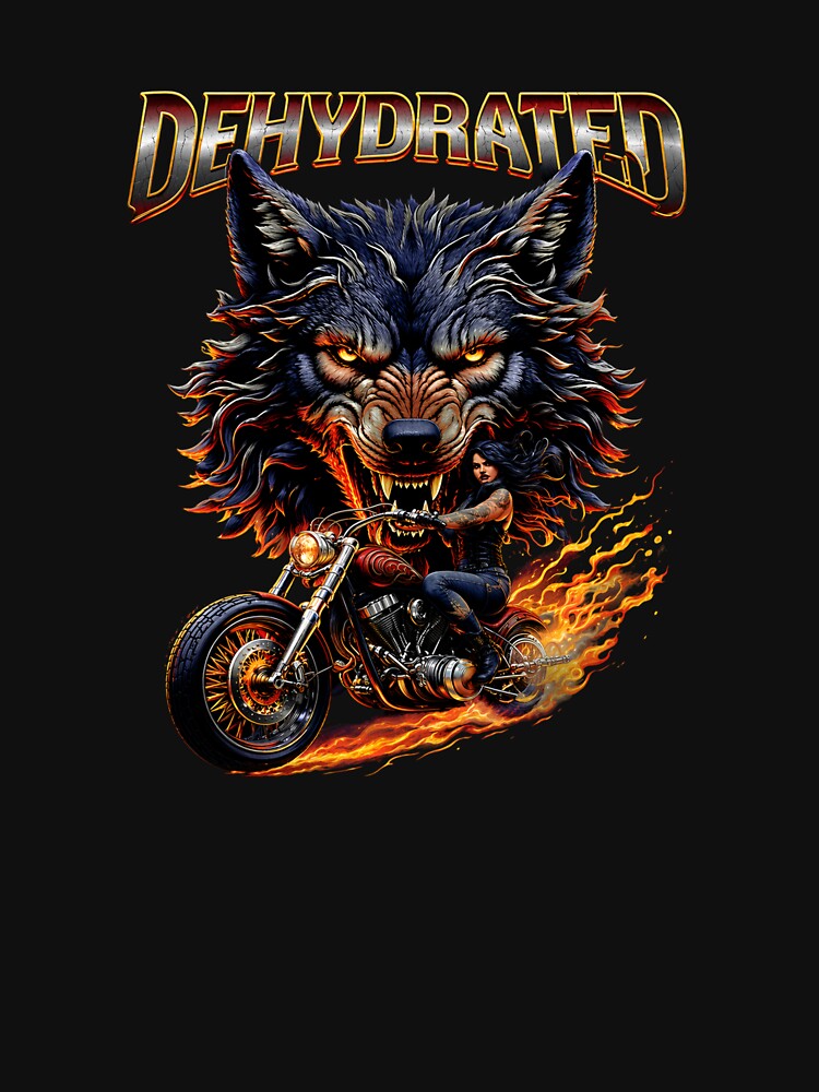 Dehydrated Wolf Motorcycle Graphic Retro Washed by MBSdesingArt Unisex T-shirt, Sweatshirt, Hoodie, Long Sleeve Tee