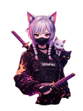 Cyberpunk Anime Cat Girl Streetwear Aesthetic T-Shirt Design by AKVisionDesigns Unisex T-shirt, Sweatshirt, Hoodie, Long Sleeve Tee