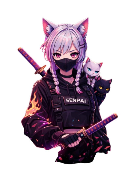 Cyberpunk Anime Cat Girl Streetwear Aesthetic T-Shirt Design by AKVisionDesigns Unisex T-shirt, Sweatshirt, Hoodie, Long Sleeve Tee