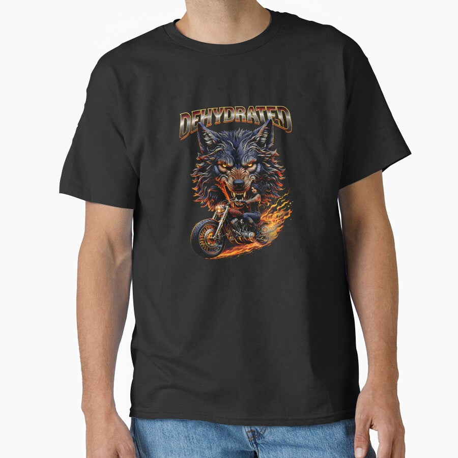 Dehydrated Wolf Motorcycle Graphic Retro Washed by MBSdesingArt Unisex T-shirt, Sweatshirt, Hoodie, Long Sleeve Tee