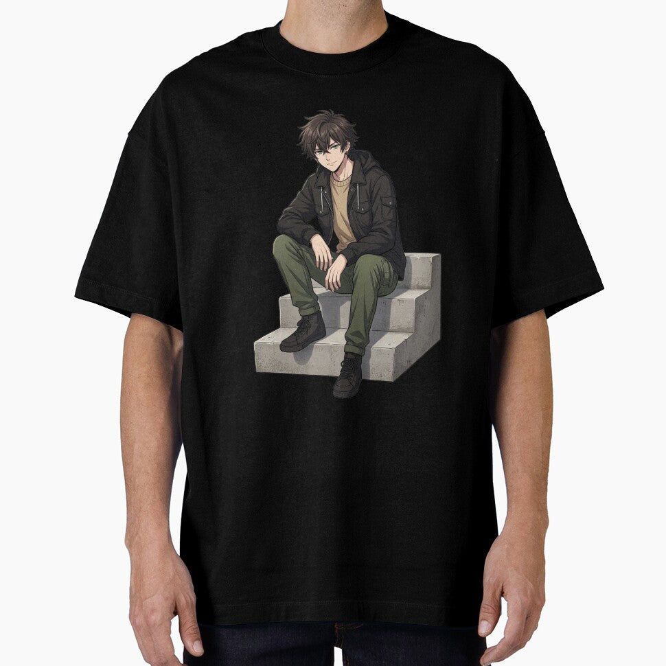 KAIRO Sitting Anime Streetwear Character – Urban Chill Style by Brightstudio00 Unisex T-shirt, Sweatshirt, Hoodie, Long Sleeve Tee