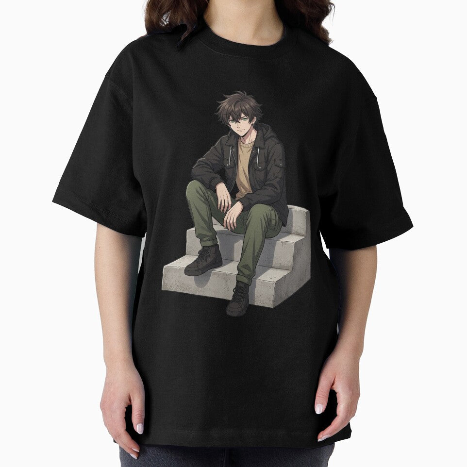 KAIRO Sitting Anime Streetwear Character – Urban Chill Style by Brightstudio00 Unisex T-shirt, Sweatshirt, Hoodie, Long Sleeve Tee