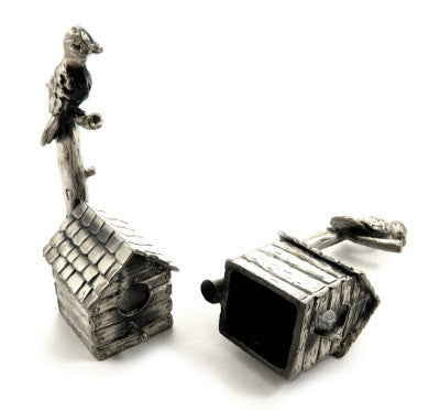 Set of bird house shaped candle snuffers made of pewter cs4